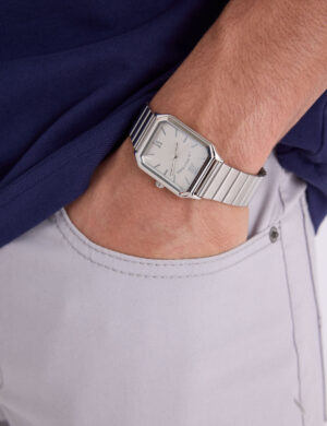 11A7223O-CLNV-0294.jpg HIS AND HERS SILVER SQUARE WATCH SET