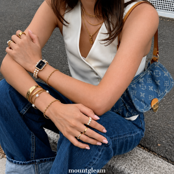 Pearl Jewelry Watch for Women ?C Gold Square Bracelet Style