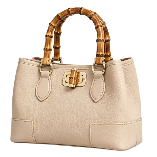 Genuine Leather Micro Bamboo Bag with Bamboo Handles