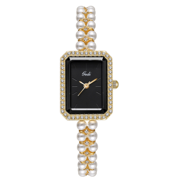 Pearl Jewelry Watch for Women ?C Gold Square Bracelet Style