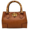 Genuine Leather Micro Bamboo Bag with Bamboo Handles