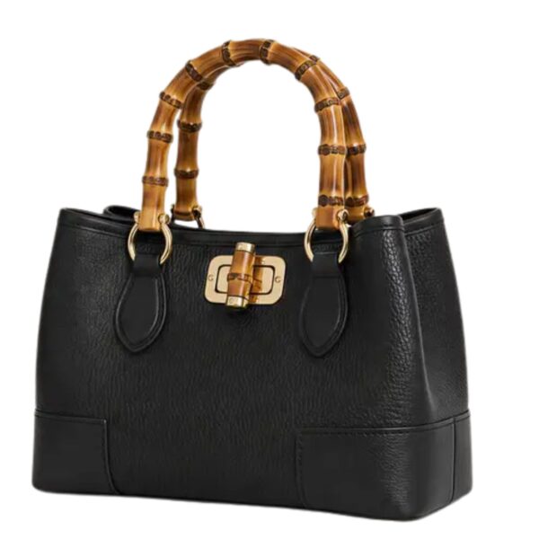 Genuine Leather Micro Bamboo Bag with Bamboo Handles