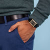 HIS AND HERS BLACK STRAP SQUARE FACE WATCH SET