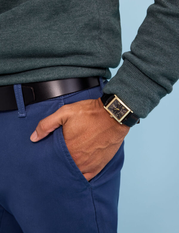 HIS AND HERS BLACK STRAP SQUARE FACE WATCH SET