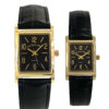 HIS AND HERS BLACK STRAP SQUARE FACE WATCH SET