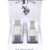 HIS AND HERS SILVER SQUARE WATCH SET
