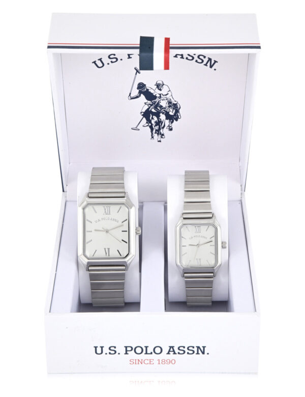 HIS AND HERS SILVER SQUARE WATCH SET
