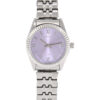 LADIES SILVER LINK WATCH WITH PURPLE FACE