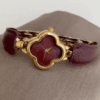 Red Leather Clover Watch for Women ?C Charm Quartz Timepiece