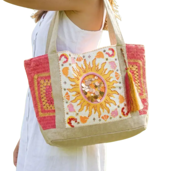 Sequin Sun Embroidered tote bag